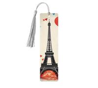 Eiffel Tower Heart Airplane Pattern Wooden Bookmark 5pcs for Book Lovers,DIY Wood Craft Bookmarks with Colorful Tassels Wooden Gift Tags Labels Ornaments Unusual Gift for Men Women