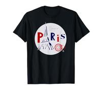 Eiffel Tower Illustration in a Circle with an Inscription T-Shirt
