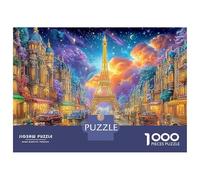 Eiffel Tower in A Glowing Paris Street 1000-Piece Jigsaw Puzzle Dreamy Landmark Building Challenging & Brainteasing for All Ages 52x38cm/1000pcs