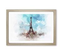 Eiffel Tower in Paris France in Abstract Framed Print | A2 Oak Framed Wall Art | Ready to Hang | Abstract Cityscape Picture | Living Room Bedroom Lounge Office