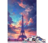 Eiffel Tower in Paris Jigsaw Puzzles Puzzle 500 Pieces Jigsaws Rectangular Wooden Jigsaw Stress Reliever Difficult Challenge 500pcs (52x38cm)