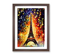 Eiffel Tower In Paris No.1 Framed Print | A3 Walnut Framed Wall Art | Ready to Hang | Modern Cityscape Picture | Living Room Bedroom Lounge Office