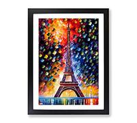 Eiffel Tower In Paris No.3 Framed Print | A2 Black Framed Wall Art | Ready to Hang | Modern Cityscape Picture | Living Room Bedroom Lounge Office