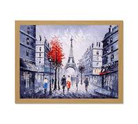 Eiffel Tower In Paris Red Tree Large Framed Art Print Wall Poster 18x24 inch