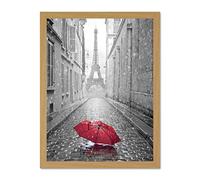 Eiffel Tower In Paris Red Umbrella Large Framed Art Print Wall Poster 18x24 inch