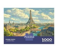 Eiffel Tower Jigsaw Puzzles 1000 Piece for Adults, 1000 Pieces Sunlit Paris Canal Whimsical Challenge Toy Educational Games Home Decoration 38x26cm/1000pcs