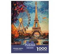 Eiffel Tower Jigsaw Puzzles Puzzles for Adults Kids. 1000 Pieces Art Impossible Challenge Toy Educational Games Home Decoration for Educational Games Gifts 70x50cm/1000pcs