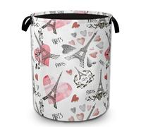 Eiffel Tower Laundry Basket Girls Kids Laundry Hamper Nursery Toy Dirty Clothes Hamper Foldable Waterproof Large Storage Washing Baskets for Bedroom Room Decor