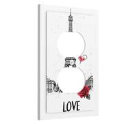 Eiffel Tower Light Switch Cover Plates/Outlet Covers, Red Rose and Heart Design for Romantic Wall Decor, Thermoplastic Wall Plates, Standard Size Single Duplex Outlet