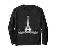 Eiffel Tower Line Art Paris France Landmark Long Sleeve T-Shirt