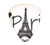Eiffel Tower Love Paris Guitar Picks 12 Pcs Classical Triangle Guitar Plectrums Includes Thin, Medium & Heavy Gauges 3 Sizes for Bass Electric Acoustic Guitars Ukulele with Organizer Storage Box