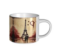 Eiffel Tower Love Paris Large Capacity Ceramic Mug, Delicate Body, Thick Body, Simple and Elegant