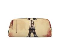 Eiffel Tower Love Paris Leather Zipper Three-Dimensional Pencil Case, Simple and Elegant, Fashionable and Practical