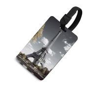 Eiffel Tower Luggage Tags with ID Card, Durable Travel Bag Tags, Waterproof Name Tag for Suitcases, Backpacks & Travel Cases Black-Style
