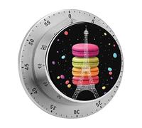 Eiffel Tower Macarons Kitchen Timers for Cooking 60 Minute Magnetic Mechanical Timer Loud Alarm Clock
