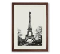 Eiffel Tower Monument Vintage Framed Wall Art Print A4 (29.7×21cm) Walnut, Wall Decor for Living Room, Bedroom, Office & Home, Ready to Hang, Art Gift