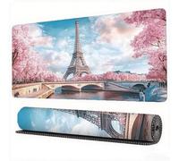 Eiffel Tower Mouse Pad 900 x 300 x 3 mm XXL Desk Mat Landscape Mouse Mat, Extended Japanese Mousepad, Large Desk Pad with Non-Slip Base Stitched Edge for Home Computers Gaming Work Laptop, Model292