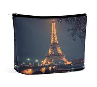 Eiffel Tower Night Paris Bridge River Makeup Bag, Travel Toiletry Organizer, Cosmetic Pouch for Women, Birthday Presents for Mom Girls Women Sisters