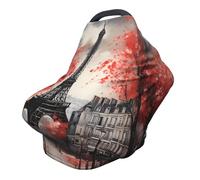 Eiffel Tower Nursing Cover 360° Full Coverage Paris Romantic Stretch Scarf for Breastfeeding and Car Seat Cover Fit for Most Pushchairs and Prams