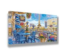 Eiffel Tower Paint by Numbers for Adults 24x48 in Painting by Number Canvas Kits with Acrylic Paint Brushes,Hobbies for Adults Women Paint-by-Numbers Room Decor Wall Art,Landscape,Without Frame,1533-W