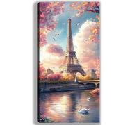Eiffel Tower Paint by Numbers for Adults Beginners, DIY Large Acrylic Paint by Number Kits on Canvas 60x120cm/24x48in, Panoramic Wall Art for Home Decor Arts Crafts Gift, Landscape,Frameless,w-999k