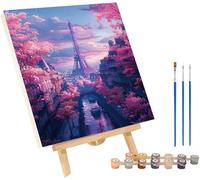 Eiffel Tower Paint by Numbers for Adults, Landscape Paint by Numbers Canvas, DIY Craft Art Canvas Painting Kit with Acrylic Pigment and Brushes, Hobbies for Adults Women, Room Decor 20x26 in U-3101