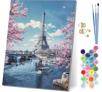 Eiffel Tower Paint by Numbers for Adults, Landscape Paint by Numbers Kits On Canvas, Easy DIY Color Oil Painting Acrylic Paints with Brushes, Hobbies for Adults Women, Room Decor 40x54 inch A-1603