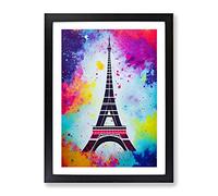 Eiffel Tower Paint Splash No.1 Framed Print for Living Room Bedroom Home Office Décor, Wall Art Picture Ready to Hang, Black A2 Frame (62 x 45 cm)