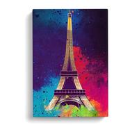 Eiffel Tower Paint Splash No.5 Blue, Pink, Blue Canvas Print for Living Room Bedroom Home Office Décor, Wall Art Picture Ready to Hang, 30x20 Inch (76x50 cm)