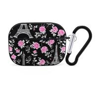 Eiffel Tower Paris And Roses (2) Headphone Case Compatible with AirPods Pro PC Shell Carrying Case with Keychain Black-style