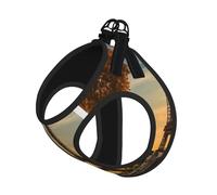 Eiffel Tower Paris Autumn Print Harness Leash Set For Cat Dog, Reflective Adjustable Escape-Proof Vest Lead With Soft Breathable Mesh, For Small Pets And Kitten Puppy