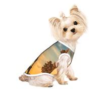 eiffel tower paris autumn Print Pet T-Shirt Sleeveless Tank Top Fashion Gear Daily Wear Walking Playing Traveling