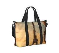 Eiffel Tower Paris Autumn Print Travel Hand Bag Portable Foldable Shoulder Tote Bags for Weekend Trip Gym Vacation