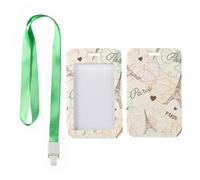 Eiffel Tower Paris Badge Holder with Green Lanyard, Lanyard Card Holder, Vertical Cards Protector for Office, Vertical Name Badges Protector for School, Bus Driver Accessories Nurse Essentials Work