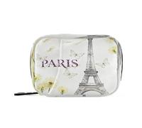 Eiffel Tower Paris Butterfly Pill Bags for Travel with Detachable Compartments Reusable Pill Organizer Monthly for Purse
