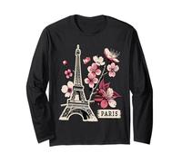 Eiffel Tower Paris Cherry Blossom Long Sleeve T-Shirt