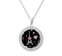 Eiffel Tower Paris City Necklace for Women Adjustable Jewelry Pendant for Mom Wife Girlfriend Gifts Silver-style