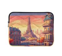 Eiffel Tower Paris City Sunset Computer Sleeve, Thin 15.6 Inch Laptop Sleeve for Women Men
