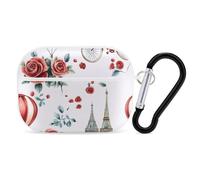 Eiffel Tower Paris Flowers Bicycle Headphone Case Compatible with AirPods Pro PC Shell Carrying Case with Keychain White-style
