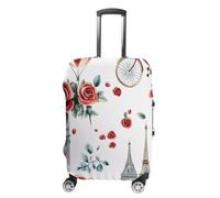 Eiffel Tower Paris Flowers Bicycle Luggage Cover Travel Suitcase Protector Anti-Scratch Suitcase Cover XL