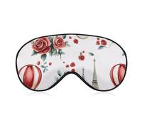 Eiffel Tower Paris Flowers Bicycle Sleep Mask Lightweight Blindfold Eye Mask with Adjustable Strap for Men Women