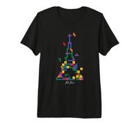 Eiffel Tower Paris France - Falling Block Art Souvenir Premium T-Shirt