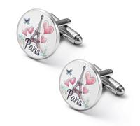 Eiffel Tower Paris France Shirt Cufflinks for Men Cuff Links Tie Father Husband Wedding Business 2.0cm