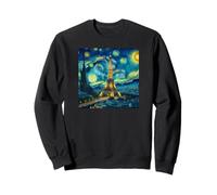 Eiffel Tower Paris France Starry Night Vincent va Gogh Sweatshirt
