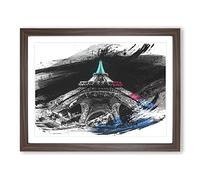 Eiffel Tower Paris France V2 Modern Framed Print | A2 Walnut Framed Wall Art | Ready to Hang | Modern Cityscape Picture | Living Room Bedroom Lounge Office