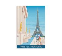 Eiffel Tower Paris France Vintage Travel Poster Canvas Art Picture Wall Decor Art Painting Posters Modern Family Decorative Posters 16x24inch(40x60cm)