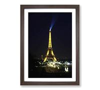 Eiffel Tower Paris France Vol.3 Framed Print | A2 Walnut Framed Wall Art | Ready to Hang | Modern Cityscape Picture | Living Room Bedroom Lounge Office