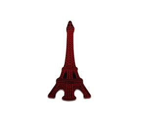 Eiffel Tower Paris - Iron On Patches Adhesive Emblem Stickers Appliques, Size: 3.94 x 2.2 Inches, Color:red