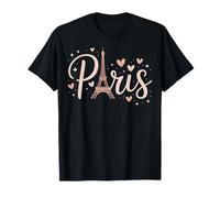 Eiffel Tower Paris Minimal Hearts Romantic Graphic T-Shirt