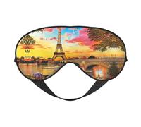 Eiffel Tower Paris Night Mask Soft Reversible Eye Cover Adjustable Strap Light Blocking Comfortable Rest